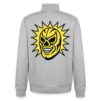 Masque Mexicain / Lucha Libre - Sweat zippé unisexe en coton bio Stanley/Stella - gris chiné - Dos - AI Model Male 185 light (185cm)