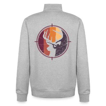 Vintage Hunting View - Unisex Organic Zip Sweatshirt by Stanley/Stella - heather grey - Back - AI Model Male 185 light (185cm)