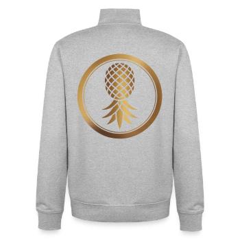 Goldenes Ananas-Logo - Unisex Organic Zip Sweatshirt von Stanley/Stella - Grau meliert - Hinten - AI Model Male 185 light (185cm)