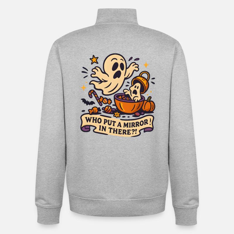 Spukgeist mit Halloween-Spruch - Unisex Organic Zip Sweatshirt von Stanley/Stella - Grau meliert