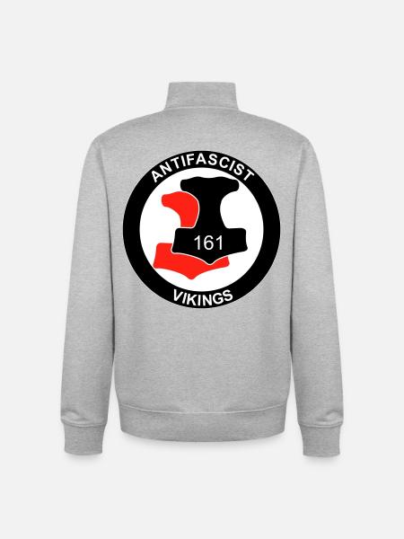 Antifa Vikings - Sweat zippé unisexe en coton bio Stanley/Stella - gris chiné