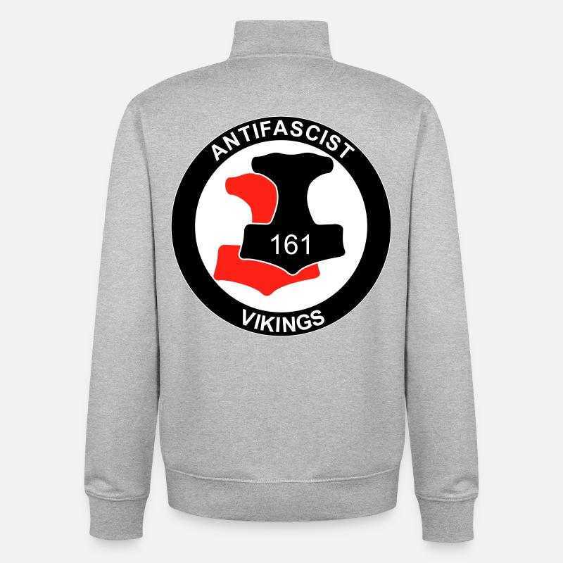 Antifa Vikings - Sweat zippé unisexe en coton bio Stanley/Stella - gris chiné