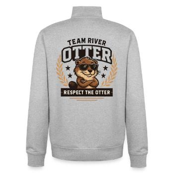 River Otter Team - Respect the Otter - Unisex Organic Zip Sweatshirt by Stanley/Stella - heather grey - Back - AI Model Male 185 light (185cm)