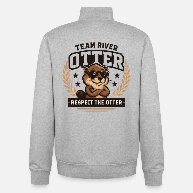 River Otter Team - Respektiere den Otter - Unisex Organic Zip Sweatshirt von Stanley/Stella - Grau meliert