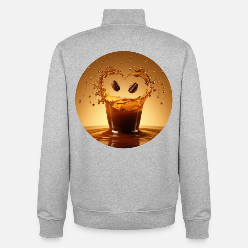 Joie du café dans les éclaboussures d’eau - Sweat zippé unisexe en coton bio Stanley/Stella - gris chiné