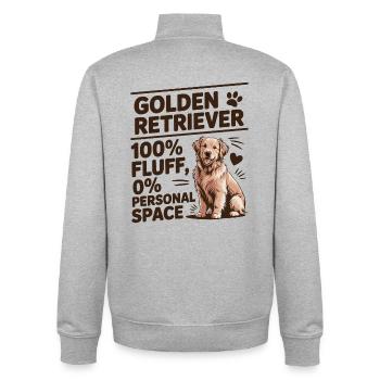 Golden Retriever 100% Flausch Lustiges Hundedesign - Unisex Organic Zip Sweatshirt von Stanley/Stella - Grau meliert - Hinten - AI Model Male 185 light (185cm)