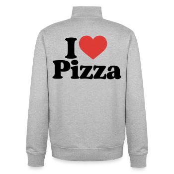 I love pizza food lover spruch - Unisex Organic Zip Sweatshirt von Stanley/Stella - Grau meliert - Hinten - AI Model Male 185 light (185cm)