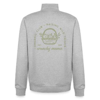 Crunchy mom funny organic healthy country life - Unisex Organic Zip Sweatshirt by Stanley/Stella - heather grey - Back - AI Model Male 185 light (185cm)