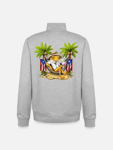 Puerto Rican Coqui Frog - Unisex Organic Zip Sweatshirt by Stanley/Stella - heather grey