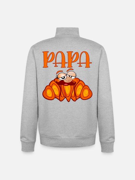 PAPA MOUSTACHE CROISSANTS - Sweat zippé unisexe en coton bio Stanley/Stella - gris chiné