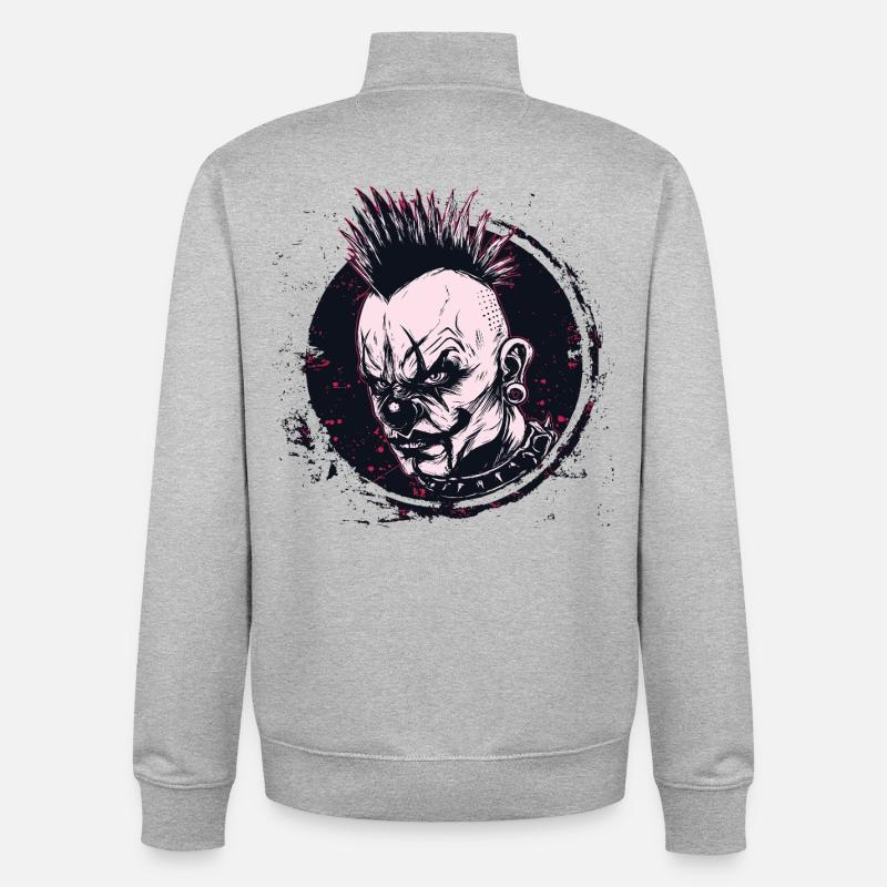 clown mohawk effrayant - Sweat zippé unisexe en coton bio Stanley/Stella - gris chiné