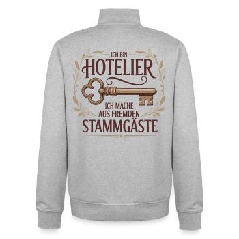 Hotelier Spruch lustig - Unisex Organic Zip Sweatshirt von Stanley/Stella - Grau meliert - Hinten - AI Model Male 185 light (185cm)