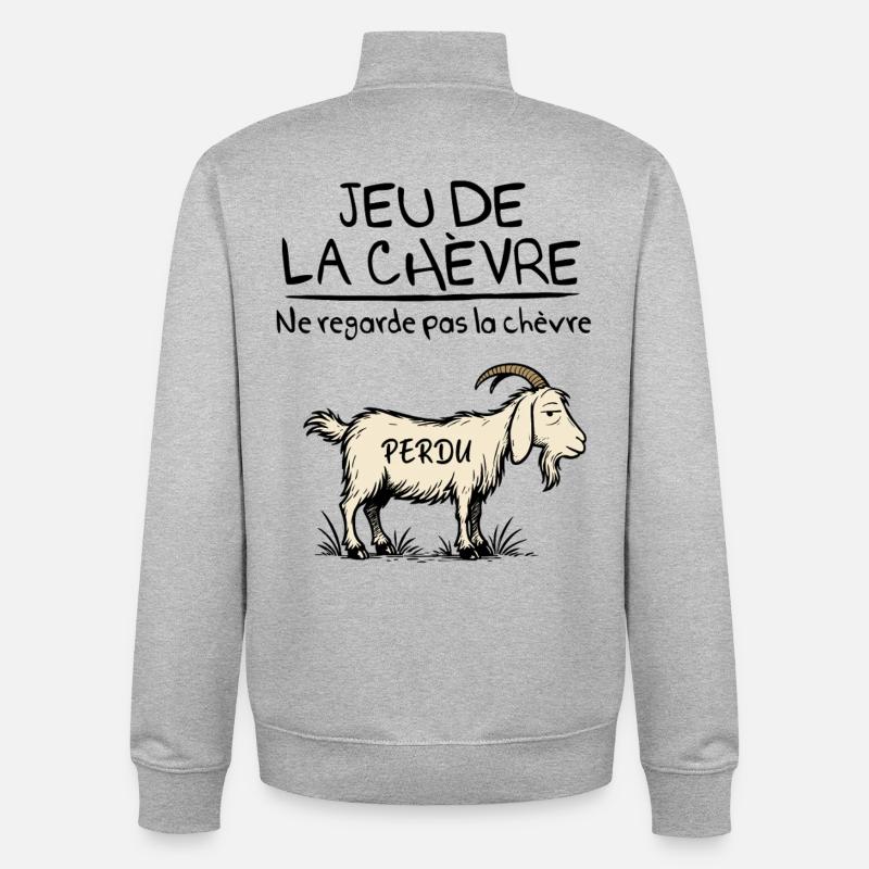 Le jeu de la chèvre - Sweat zippé unisexe en coton bio Stanley/Stella - gris chiné