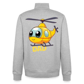 Papa hélicoptère - Sweat zippé unisexe en coton bio Stanley/Stella - gris chiné - Dos - AI Model Male 185 light (185cm)