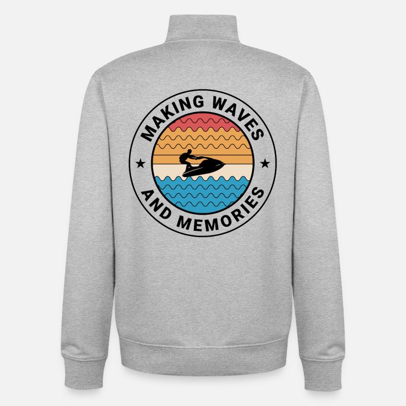 Making Waves and Memories Jetski - Unisex Organic Zip Sweatshirt by Stanley/Stella - heather grey
