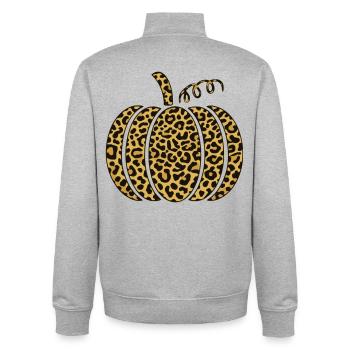 Illustration de citrouille à imprimé léopard - Sweat zippé unisexe en coton bio Stanley/Stella - gris chiné - Dos - AI Model Male 185 light (185cm)