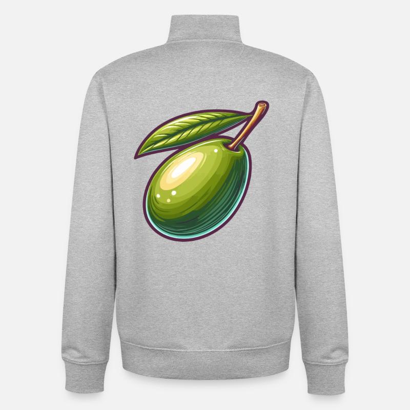 Olivenillustration detailliert - Unisex Organic Zip Sweatshirt von Stanley/Stella - Grau meliert