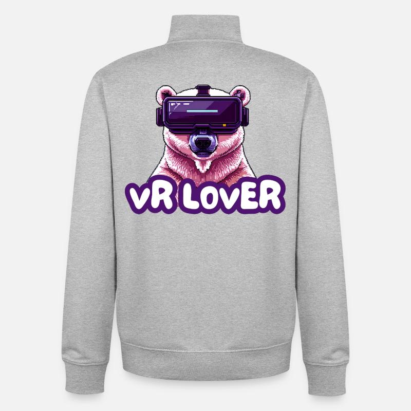 VR Bär mit Virtual Reality Brille - Unisex Organic Zip Sweatshirt von Stanley/Stella - Grau meliert