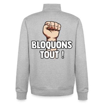 Lasst uns alles blockieren! Blockadebewegung vom 10. September - Unisex Organic Zip Sweatshirt von Stanley/Stella - Grau meliert - Hinten - AI Model Male 185 light (185cm)