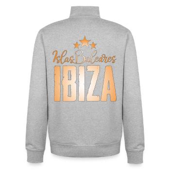 Île d’Ibiza Stars Design - Sweat zippé unisexe en coton bio Stanley/Stella - gris chiné - Dos - AI Model Male 185 light (185cm)
