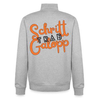 Schritt Trab Galopp - Unisex Organic Zip Sweatshirt von Stanley/Stella - Grau meliert - Hinten - AI Model Male 185 light (185cm)