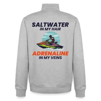 Jetski extrême Descente à l’adrénaline en eau salée - Sweat zippé unisexe en coton bio Stanley/Stella - gris chiné - Dos - AI Model Male 185 light (185cm)