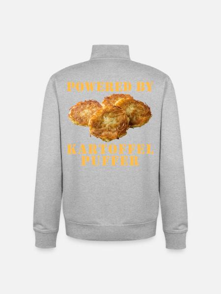 Powered by Kartoffelpuffer - Unisex Organic Zip Sweatshirt by Stanley/Stella - heather grey