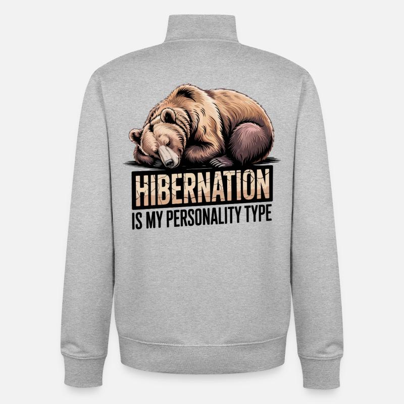 Winterschlaf Bär - Unisex Organic Zip Sweatshirt von Stanley/Stella - Grau meliert