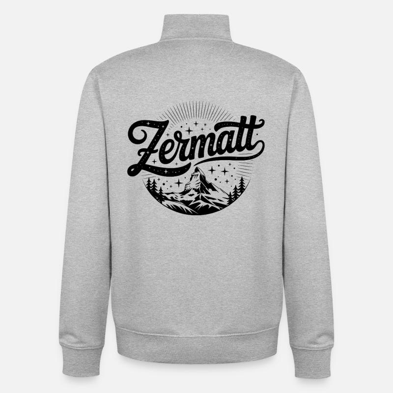 Zermatt - Conception de souvenirs - Sweat zippé unisexe en coton bio Stanley/Stella - gris chiné