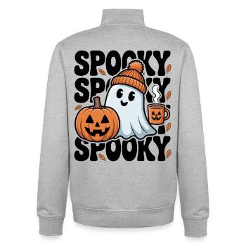 Halloween Spooky Ghost - Unisex Organic Zip Sweatshirt von Stanley/Stella - Grau meliert - Hinten - AI Model Male 185 light (185cm)
