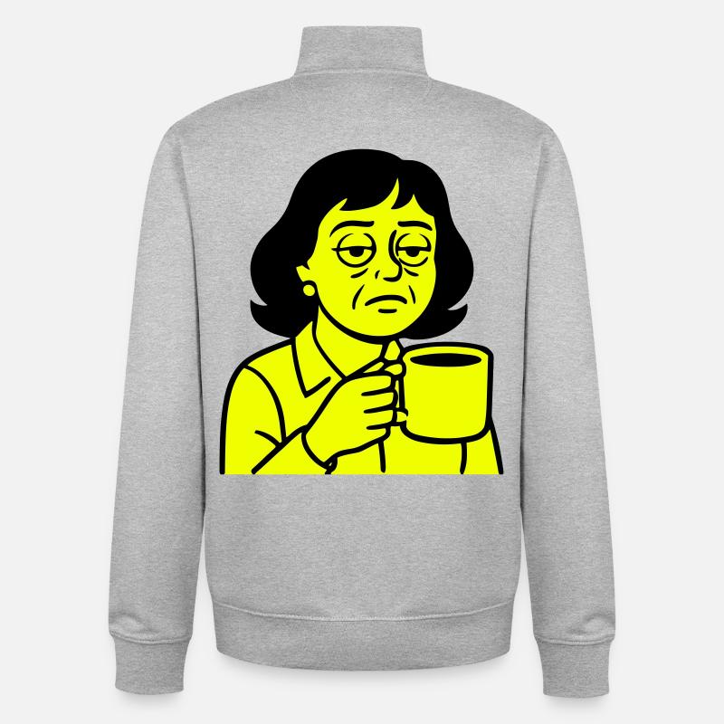 Grumpy coffee lady - Unisex Organic Zip Sweatshirt by Stanley/Stella - heather grey