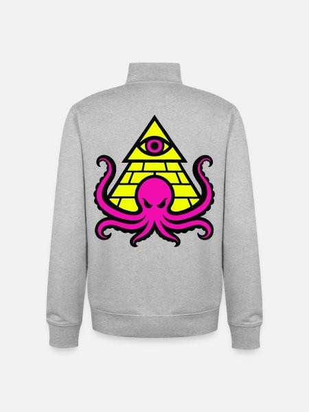 Pyramide avec pieuvre et œil occultes - Sweat zippé unisexe en coton bio Stanley/Stella - gris chiné