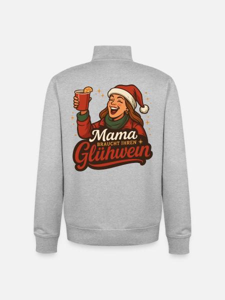 Mom needs her mulled wine - Unisex Organic Zip Sweatshirt by Stanley/Stella - heather grey