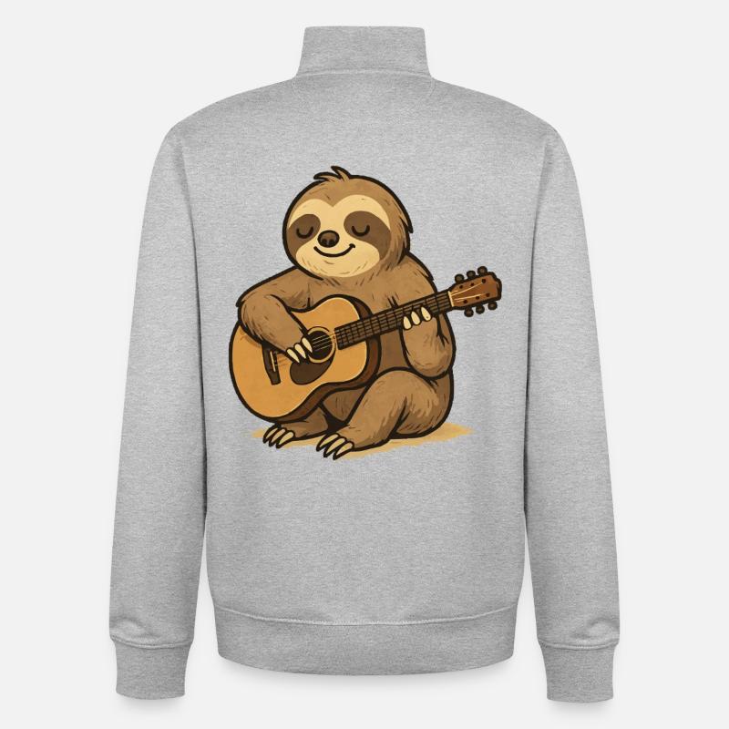 Das entspannte Faultier mit Gitarre - Unisex Organic Zip Sweatshirt von Stanley/Stella - Grau meliert