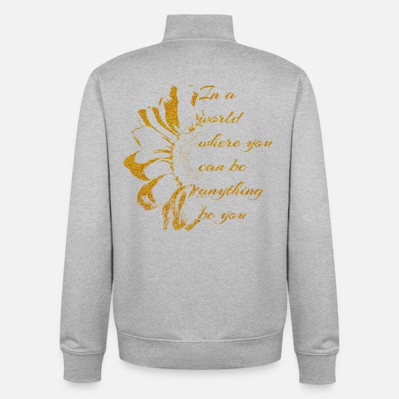 Goldene Botschaft-SEI DU mit Sonnenblume - Unisex Organic Zip Sweatshirt von Stanley/Stella - Grau meliert