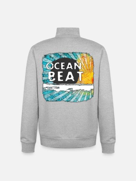 Oceanic Sunset Design - Unisex Organic Zip Sweatshirt by Stanley/Stella - heather grey
