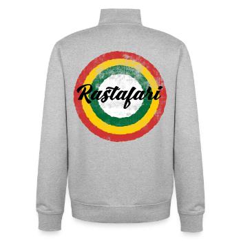 Rastafari Color Wheel Design - Unisex Organic Zip Sweatshirt by Stanley/Stella - heather grey - Back - AI Model Male 185 light (185cm)