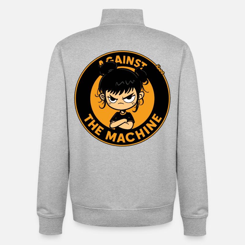 Fille rebelle contre la machine - Sweat zippé unisexe en coton bio Stanley/Stella - gris chiné