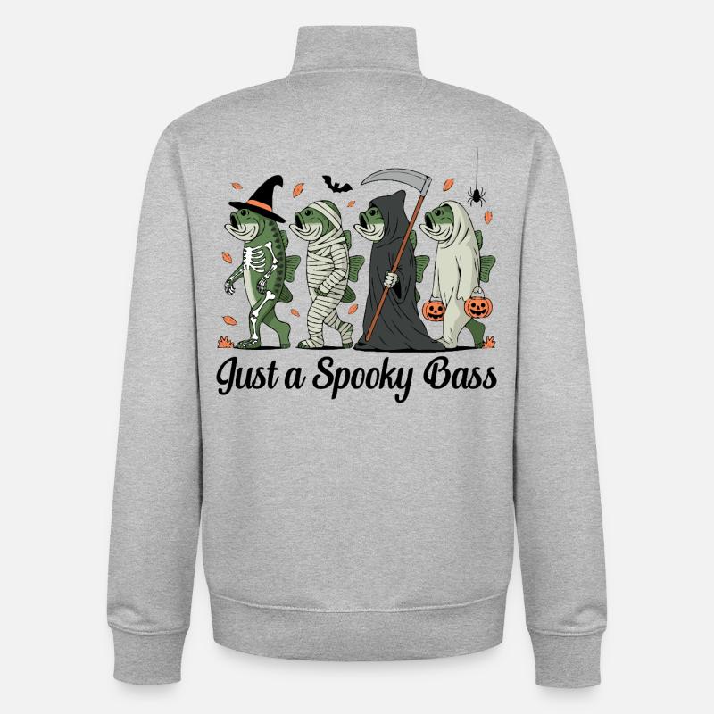 Créatures de poisson déguisées Halloween Perche Pêcheur - Sweat zippé unisexe en coton bio Stanley/Stella - gris chiné