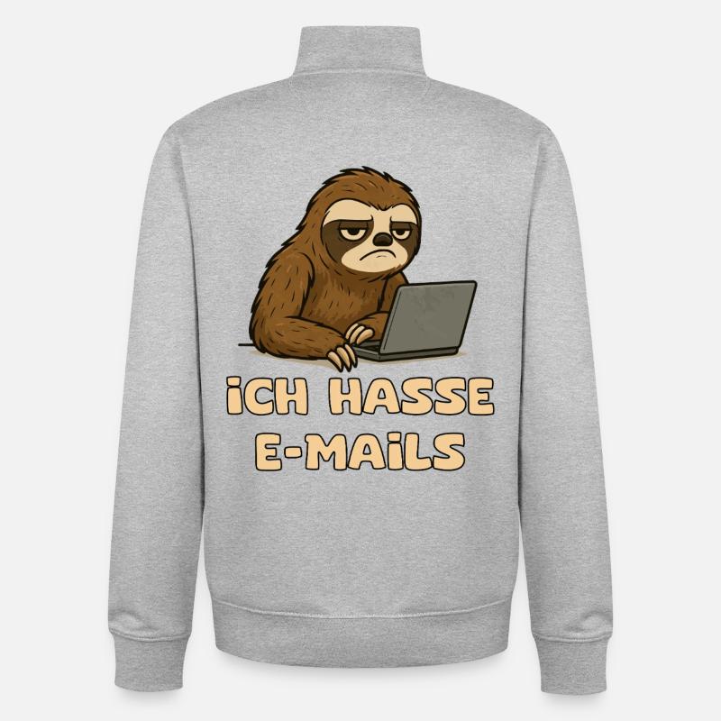 Lässiger Faultier-Design mit E-Mail-Sarkasmus - Unisex Organic Zip Sweatshirt von Stanley/Stella - Grau meliert