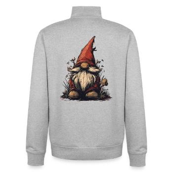 Lustiger Gartenzwerg  - Unisex Organic Zip Sweatshirt von Stanley/Stella - Grau meliert - Hinten - AI Model Male 185 light (185cm)