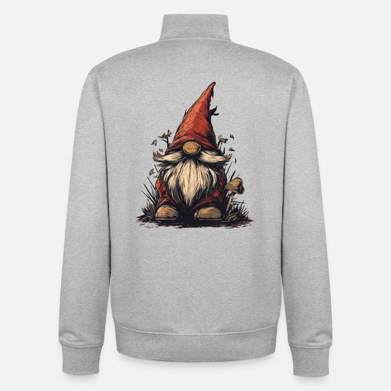 Drôle de nain de jardin - Sweat zippé unisexe en coton bio Stanley/Stella - gris chiné