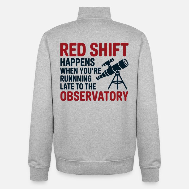Red Shift Observatory Running Late  - Unisex Organic Zip Sweatshirt by Stanley/Stella - heather grey