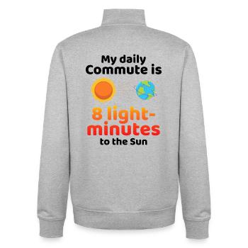 My Daily Commute To Sun  - Unisex Organic Zip Sweatshirt by Stanley/Stella - heather grey - Back - AI Model Male 185 light (185cm)