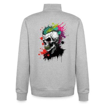 Punk zombie arc-en-ciel - Sweat zippé unisexe en coton bio Stanley/Stella - gris chiné - Dos - AI Model Male 185 light (185cm)