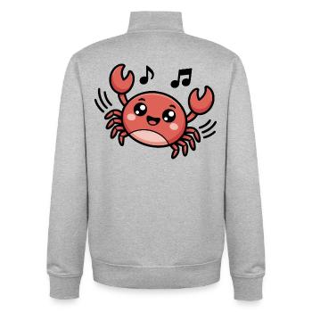 Fröhlicher Singender Krabbe Cartoon Design - Unisex Organic Zip Sweatshirt von Stanley/Stella - Grau meliert - Hinten - AI Model Male 185 light (185cm)