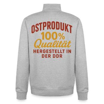 Ostprodukt DDR – 100 % Qualität & Kult Design - Unisex Organic Zip Sweatshirt von Stanley/Stella - Grau meliert - Hinten - AI Model Male 185 light (185cm)