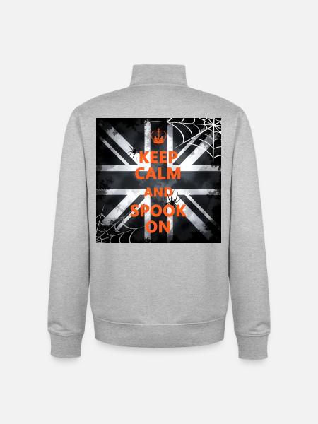Keep Calm Spook On - Unisex Organic Zip Sweatshirt by Stanley/Stella - heather grey