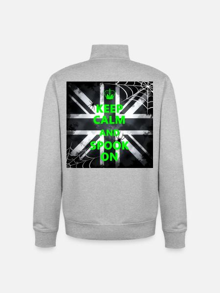 Keep Calm Spook Green - Unisex Organic Zip Sweatshirt by Stanley/Stella - heather grey