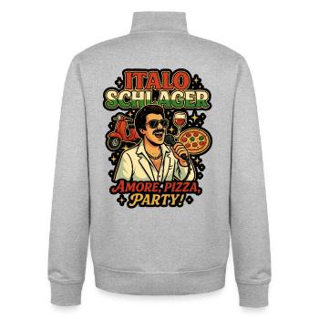 Italo Schlager Pizza Party Design - Unisex Organic Zip Sweatshirt by Stanley/Stella - heather grey - Back - AI Model Male 185 light (185cm)